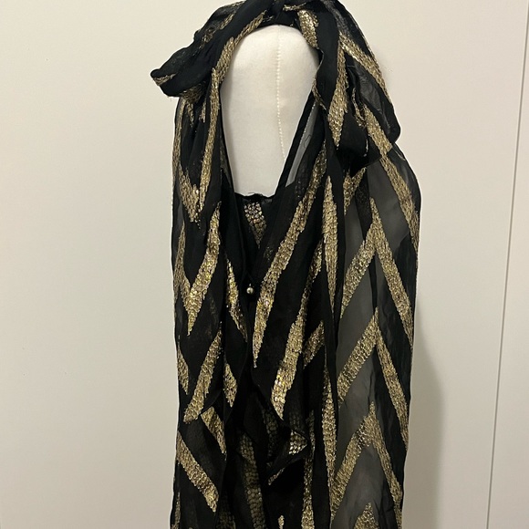 BEAUTIFUL GOLD a& BLACK SHEER TOP / COVER UP - Picture 7 of 8